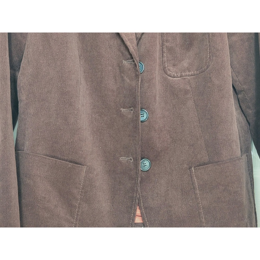Talbots Women's Brown Corduroy Blazer Jacket Size 10 Classic Single Breasted - Picture 4 of 11